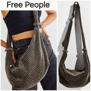 Free People Carrie Cord Frosted Earth Slouchy Corduroy Sling Bag